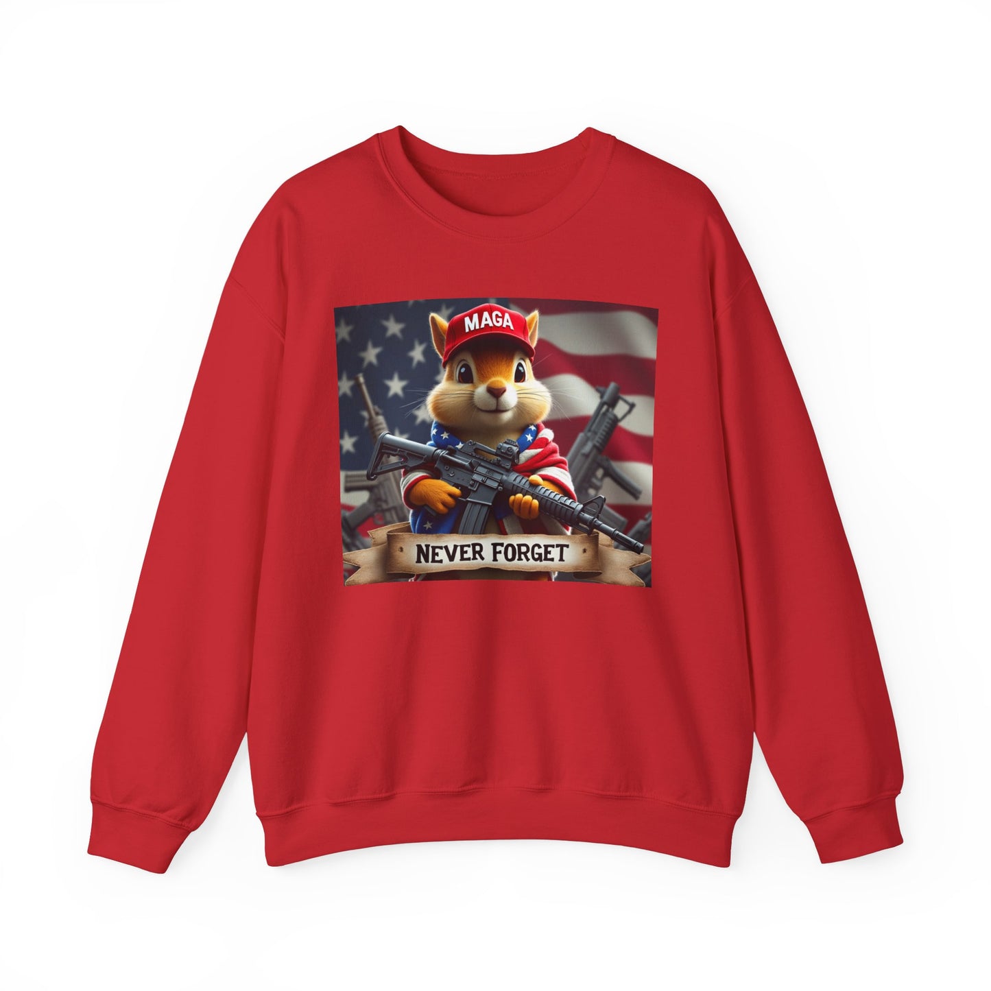 Peanut the Squirrel in MAGA Hat Crewneck Sweatshirt