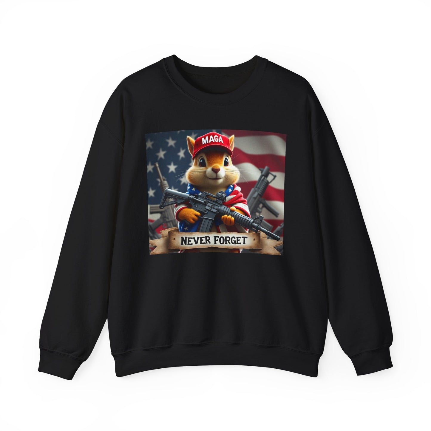 Peanut the Squirrel in MAGA Hat Crewneck Sweatshirt